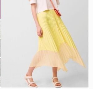 French Connection Ali Light Neon Pleated Midi Skirt- Size 8